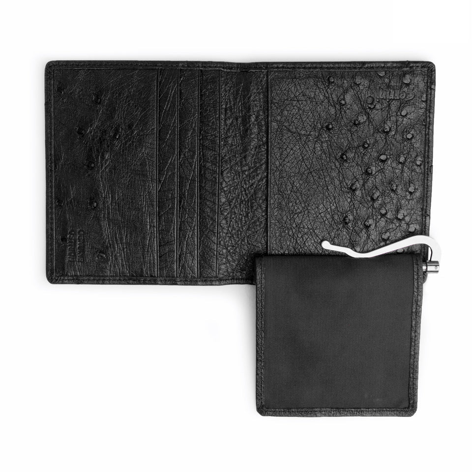 Ferrini Full Quill Ostrich Money Clip Black