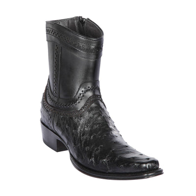 Los Altos Black Ostrich Low Shaft European Square Toe Men’s Boot 1   - from alligatorwarehouse.com