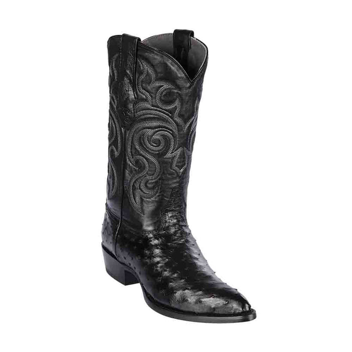 Los Altos Men's Black Genuine Full Quill Ostrich Boots