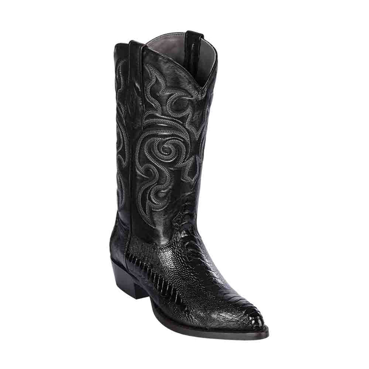 Los Altos Men's Black Ostrich Leg Boots