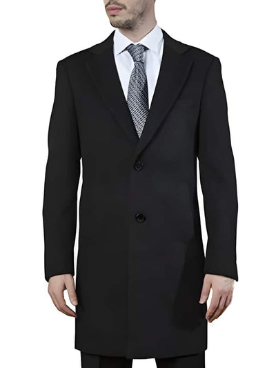 Mens Modern Fit Polyester ~ Viscose ~ Spandex Black Long men's Dress Topcoat - Winter coat 1   - from alligatorwarehouse.com