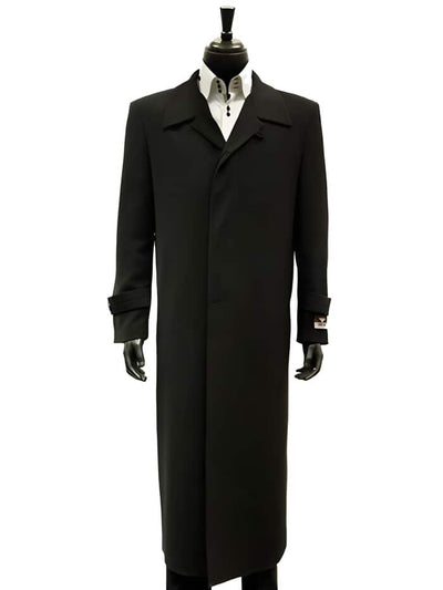 Black 100% Plush MicroFiber Dress Trench Top Long Coat - Mens Topcoat - Mens Overcoat 1   - from alligatorwarehouse.com