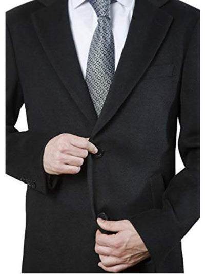 Mens Modern Fit Polyester ~ Viscose ~ Spandex Black Long men's Dress Topcoat - Winter coat 2   - from alligatorwarehouse.com