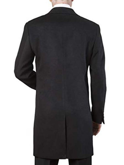 Mens Modern Fit Polyester ~ Viscose ~ Spandex Black Long men's Dress Topcoat - Winter coat 3   - from alligatorwarehouse.com