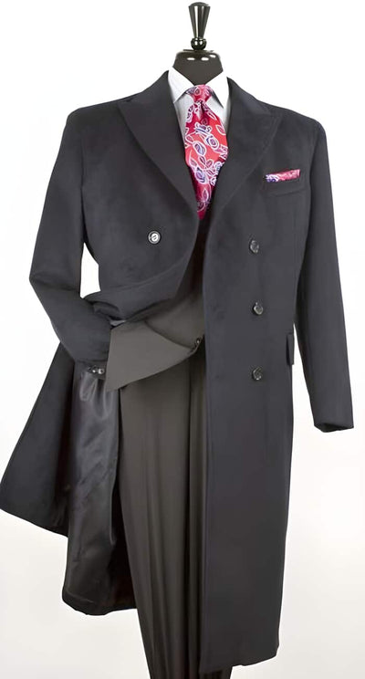 48 Inch double breasted Long length Man Made Fiber Fashion Top Coat Dark color black 1   - from alligatorwarehouse.com