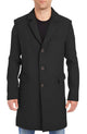 Men's Black Four Button Cuffs Wool Fabric Big And Tall Men's Peacoat