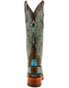 Ferrini Women's Patchwork Square Toe Boots Handcrafted - Black/Teal 4 81393-50-060-B  - from alligatorwarehouse.com