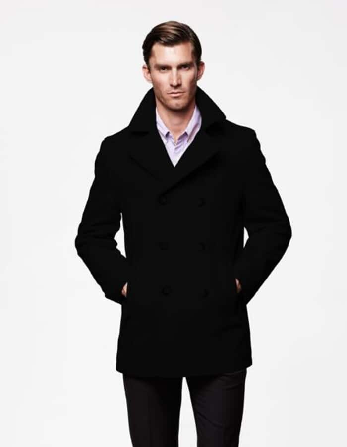 Men's Front Black Slash Pockets Available November Peacoat