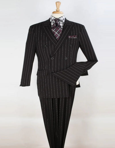 Pleated Suit - Mens Suits With Pleated Pant -  Regular Fit Double Breasted Suit -  Black Suit 1   - from alligatorwarehouse.com