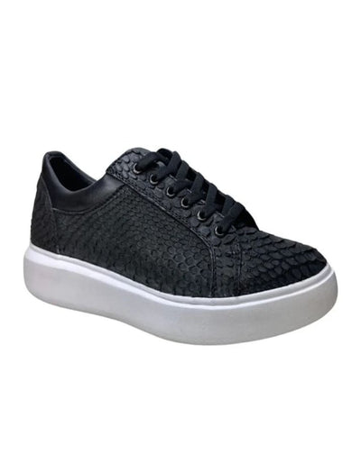 Los Altos Black Python Low Top Sneakers 1   - from alligatorwarehouse.com