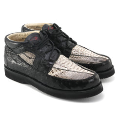 Los Altos Natural & Black Python & Ostrich Skin Sneakers