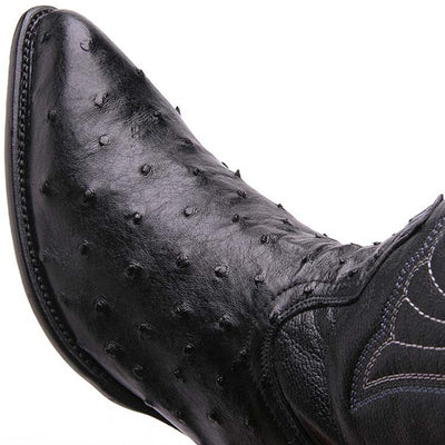 Los Altos Men's Black Genuine Full Quill Ostrich Boots 3   - from alligatorwarehouse.com