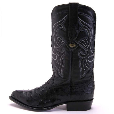 Los Altos Men's Black Genuine Full Quill Ostrich Boots 4   - from alligatorwarehouse.com