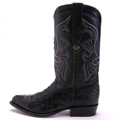 Los Altos Men's Black Genuine Full Quill Ostrich Boots