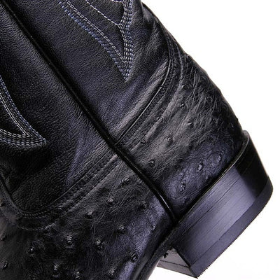 Los Altos Men's Black Genuine Full Quill Ostrich Boots 5   - from alligatorwarehouse.com