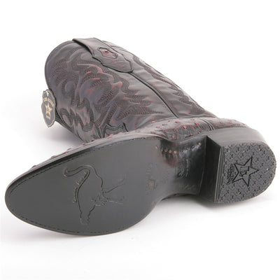 Los Altos Men's Black Cherry Full Quill Ostrich Round Toe Boots 2   - from alligatorwarehouse.com