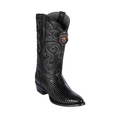 Los Altos Men's Black Teju Lizard Round Toe Boots