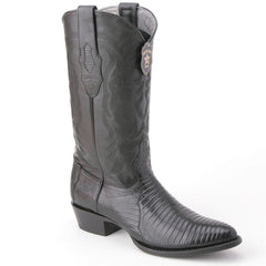 Los Altos Men's Black Teju Lizard Round Toe Boots