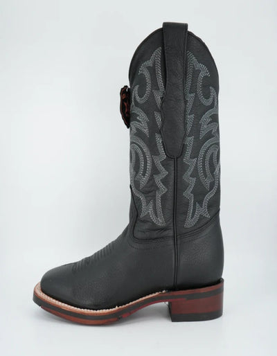 Los Altos Men's Grisly Black Wide Square Toe Rubber Sole Boot 2   - from alligatorwarehouse.com