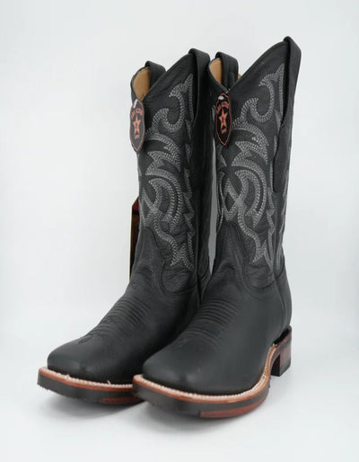 Los Altos Men's Grisly Black Wide Square Toe Rubber Sole Boot 1   - from alligatorwarehouse.com