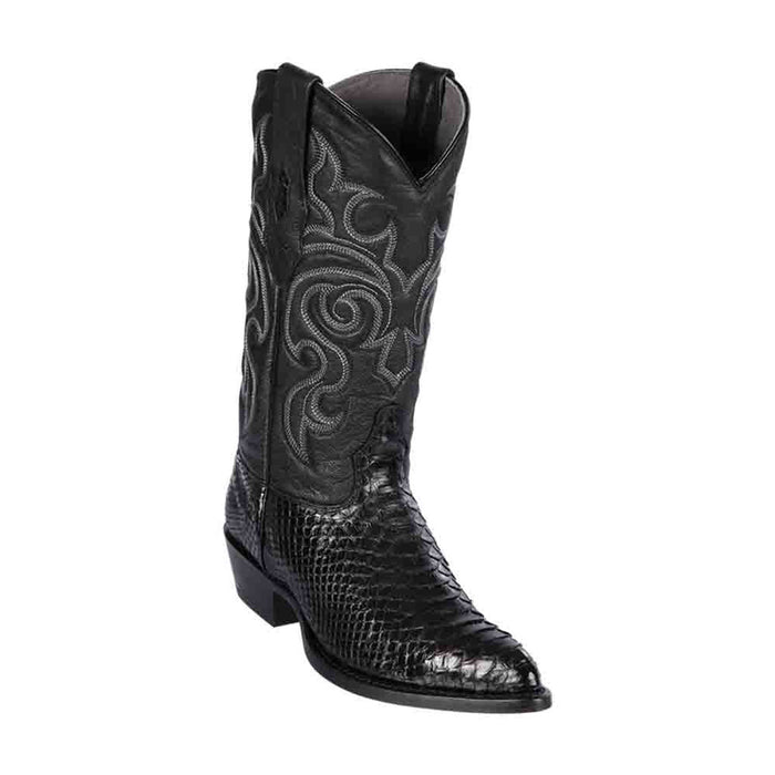 Los Altos Men's Black Genuine Python Snakeskin Boots
