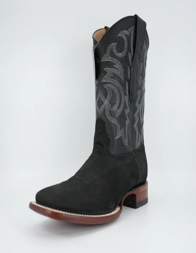 Los Altos Men's Nobuck Black Wide Square Toe Boot 4   - from alligatorwarehouse.com