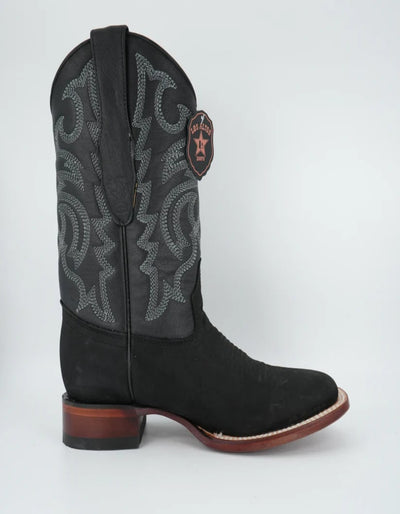 Los Altos Men's Nobuck Black Wide Square Toe Boot 1   - from alligatorwarehouse.com