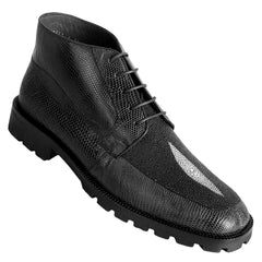 Los Altos Black Genuine Lizard & Stingray Ankle Boots