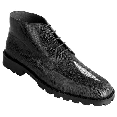 Los Altos Black Genuine Lizard & Stingray Ankle Boots 2   - from alligatorwarehouse.com