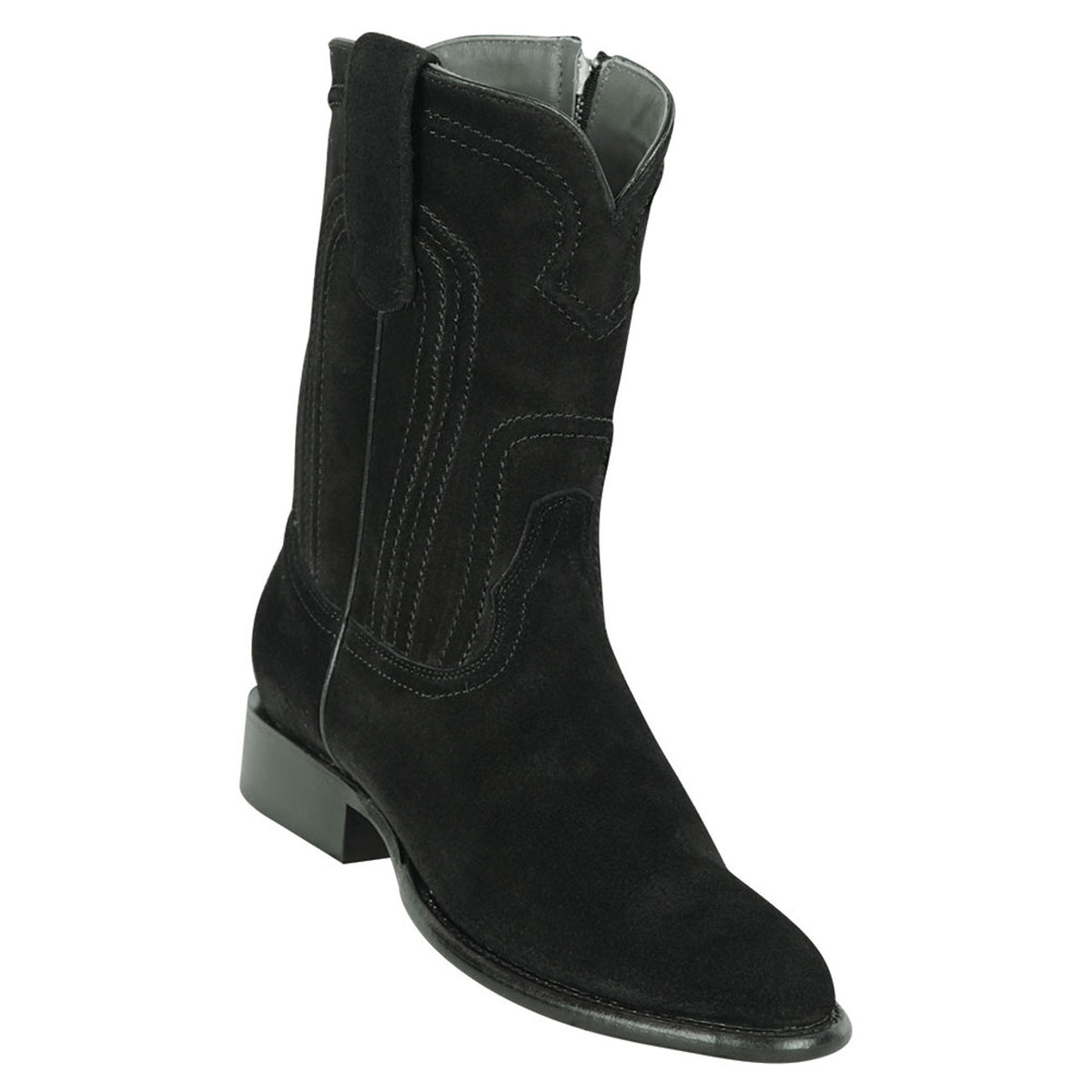 Los Altos Men's Suede Black Leather Inside Zipper Roper Toe Boot