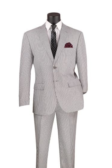 Mens Vinci 2 Piece Seersucker Black Notch Lapel Suit