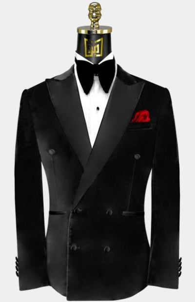 Double Breasted Tuxedo - Velvet Tuxedo Dinner Jacket In Black - Navy - Emerald Green - Burgundy 1   - from alligatorwarehouse.com