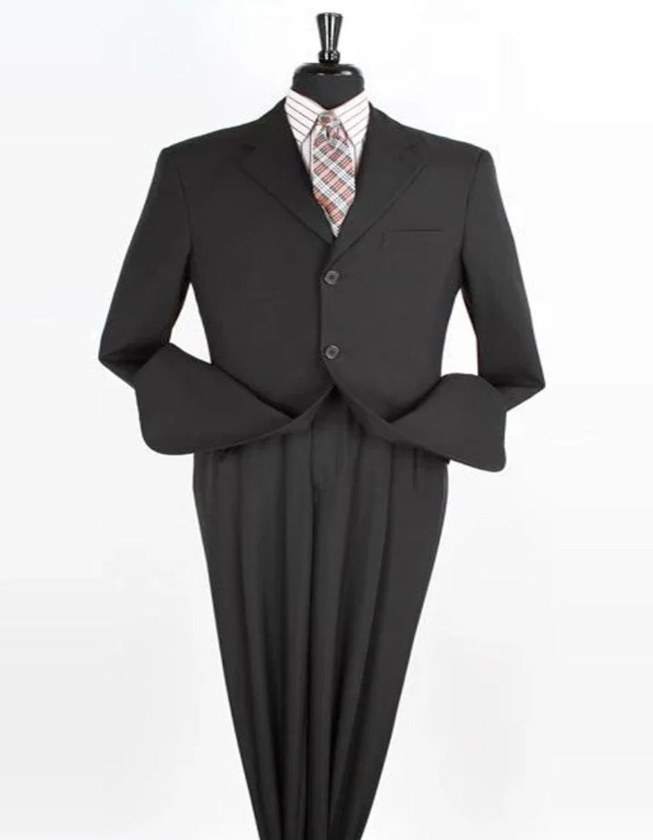 Pleated Suit - Mens Suits With Pleated Pant -  Regular Fit Suit - Black Two Piece Suit