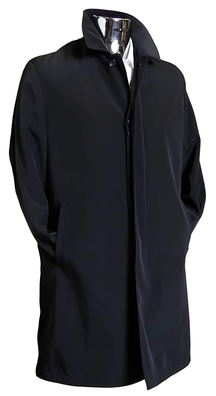 Dark color black 3/4 Raincoat Dress Coat  Priced Available In Big & Tall Sizes Trench Coat / Trenchcoat / Overcoat