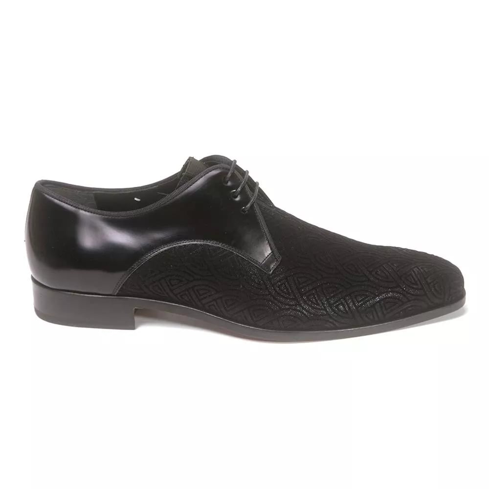 Mezlan Men Black Tuxedo Center Gore Lace Slip On