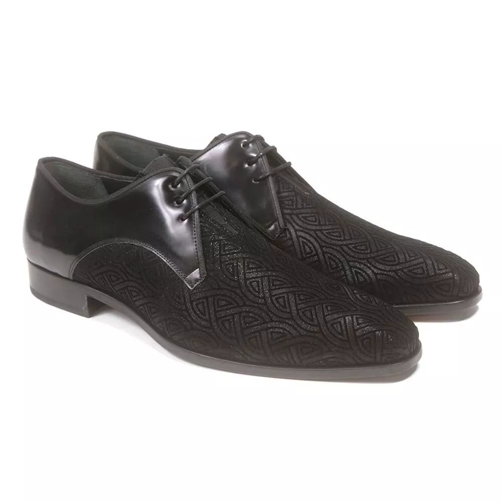 Mezlan Men Black Tuxedo Center Gore Lace Slip On