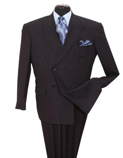 Pleated?ÿDress?ÿMen?ÿSuits - Mens Classic Double Breasted Smooth Pinstripe Black Suit 1   - from alligatorwarehouse.com