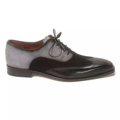 Mezlan Men Black and Grey Suede Wing Tip Oxford 2   - from alligatorwarehouse.com
