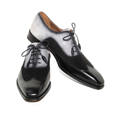 Men Black and Grey Suede Wing Tip Oxford By Mezlan Made In Spain Brand 4   - from alligatorwarehouse.com