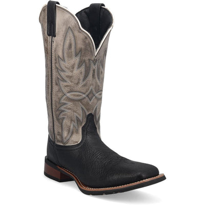 Laredo Isaac Black and Grey Leather Square Toe Shaft Boots for Men 2 7910_8_D  - from alligatorwarehouse.com