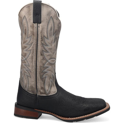 Laredo Isaac Black and Grey Leather Square Toe Shaft Boots for Men 1 7910_8_D  - from alligatorwarehouse.com