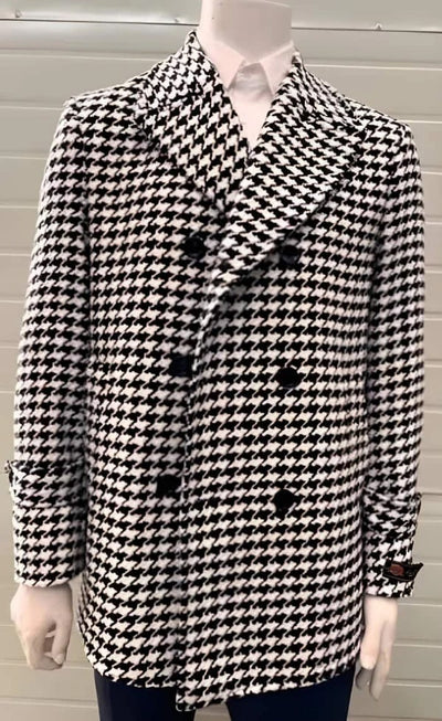 Houndstooth Overcoat - Houndstooth Topcoat - Houndstooth Single Breasted Checker Car Coat 1   - from alligatorwarehouse.com