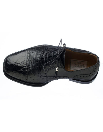 Ferrini Shoes - Mens Alligator Dress Shoe - Ferrini 203 Alligator Cap Toe Black Shoes 3 F203-BL-060  - from alligatorwarehouse.com