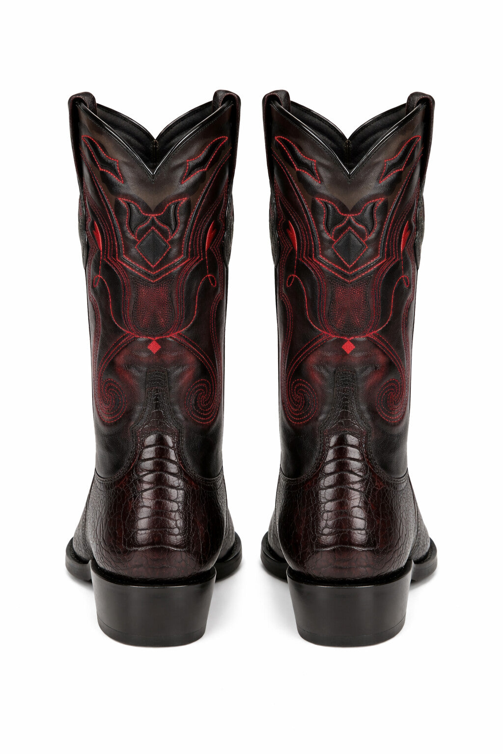 Black Cherry Ostrich Cowboy Boots J-Toe