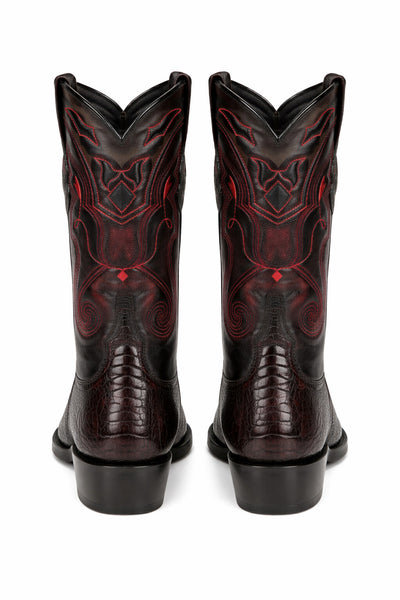 Black Cherry Ostrich Cowboy Boots J-Toe