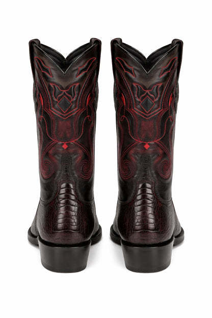 Black Cherry Ostrich Cowboy Boots J-Toe