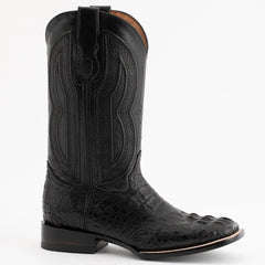 Ferinni Boot - Mens Dress Cowboy Boot  - Ferrini Men's Dakota Hornback Caiman Western Boots - Square Toe Handcrafted Black  in Black