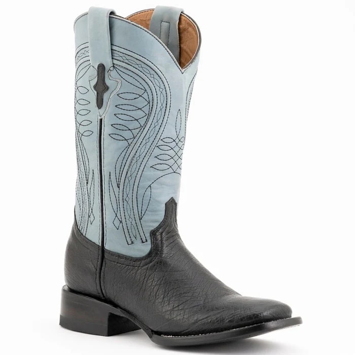 Ferinni Boot - Mens Dress Cowboy Boot  - Ferrini Men's Morgan Smooth Ostrich Square Toe Boots Handcrafted - Black