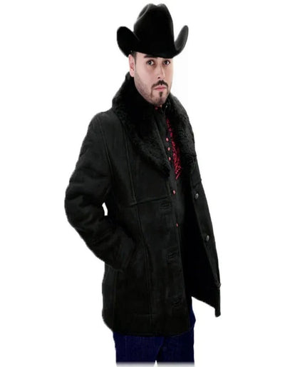Original Long Sheepskin Black Western Jacket 1   - from alligatorwarehouse.com
