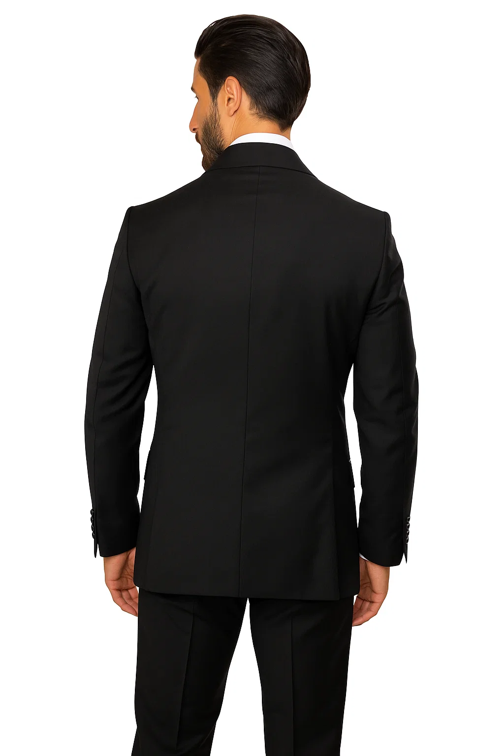 Suits With Baggy Pleated Pants - Wide Leg Pants 100% Wool - Classic Fit in Black Color by Rossiman 3   - from alligatorwarehouse.com